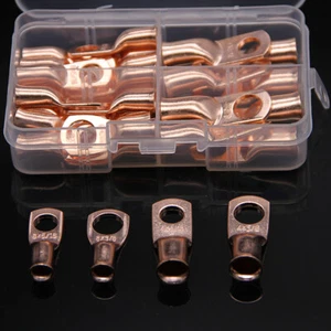 30Pcs Electrical Wire Copper Crimp Terminals Bare Cable Lug Ring Connectors Kit - Picture 1 of 5