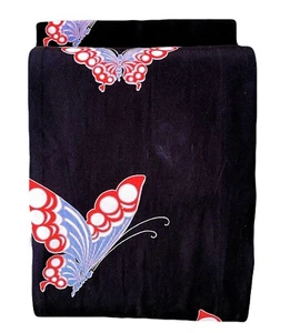 Vintage Silk Fukuro Obi 380×30 cm – Butterfly Motif Table Runner / Kimono Belt - Picture 1 of 12