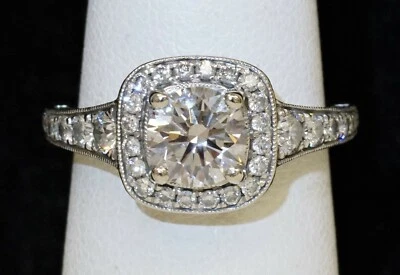 GABRIEL & CO 14K Gold Lab Created 1 3/4cttw Diamond Halo Ring IGI Cert XXX IDEAL - Image 1 of 4