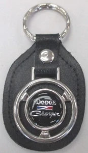 Black Dodge CHARGER #2315 Steering Wheel Leather Key Ring 1974 1975 1976 1977 - Picture 1 of 4