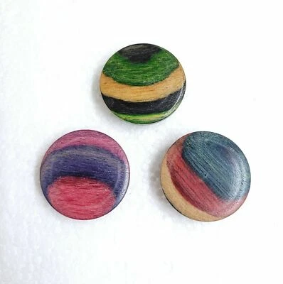 Quirky Colourful Wooden Button 20mm 21mm 25mm Shank Groovy Stripe Boho Hippy Art - Image 1 of 4