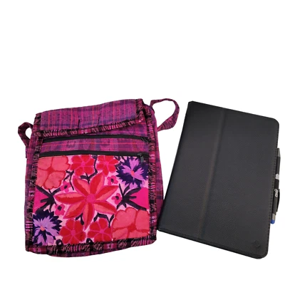 Guatemalan HUIPIL emboidered kindle messenger bag pink flowers - Image 1 of 3