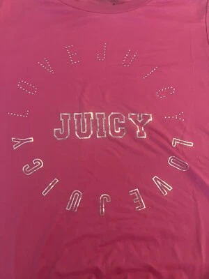 Juicy Couture Rosa Caliente Ropa de Dormir Camisa de Noche Vestido Talla Pequeña Estrás Logo Nuevo Foto 1 de 4