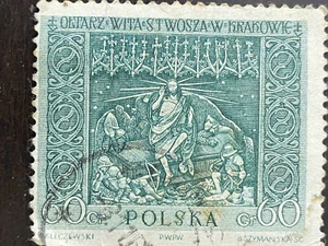 Vintage Polska Postage Stamp Poland Painting Oetars Wita Stwosza W Krakowie Gr60 - Picture 1 of 4