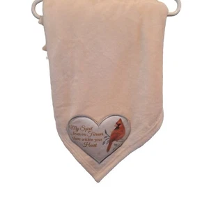 Bradford Exchange Fleece Throw Blanket Beige 48 x 60 Inches Heart Cardinal - Picture 1 of 5