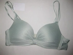 Plaid wireless padded dual strap bralette XS green nwt kawaii - Picture 1 of 2