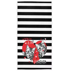Lovely Cat Hearts Black Stripe Hand Bath Towels Romantic Love Couples Bathroo... - Picture 1 of 5