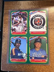 Panel de cera de béisbol Fleer 1987 Tigres de Detroit Glenn Davis José Cruz Bob Horner - Imagen 1 de 12