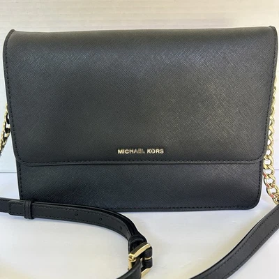 Bandolera Michael Kors Daniela Grande Cadena Cuero Saffiano Negra EXCELENTE Estado Foto 1 de 4