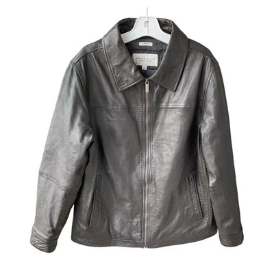 Perry Ellis Portfolio lambskin leather jacket mens L - Image 1 of 4