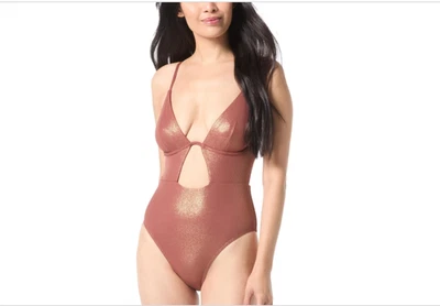 Vince Camuto Women's Cutout One-Piece Swimsuit Brown Size 12 3157 - Image 1 of 2