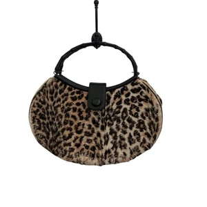 INGBER Vintage Leopard Print Faux Fur Shoulder Bag Medium Women's - Picture 1 of 7