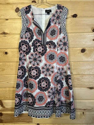 Liz Claiborne Sleeveless Dress 16 Floral Print Cotton Blend Lined 39” - Image 1 of 4