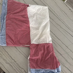 Pottery Barn Kids Crib Bed Skirt Dr. Seuss Red White Blue Gingham Cotton - Picture 1 of 8