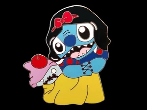 Fantasy Pin - Disney Stitch & Scrump dressed as Snow White holding the Red Apple - Picture 1 of 2