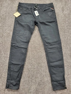 Pantalones de mezclilla de diseñador Replay Alanies para mujer 31x32 carbón WX698 elásticos brillantes nuevos con etiquetas Foto 1 de 4