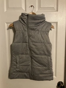 Savvi Womens Small The Meg Grey Asymmetrical Zipper Puffer Vest High Neck NEW - Picture 1 of 6