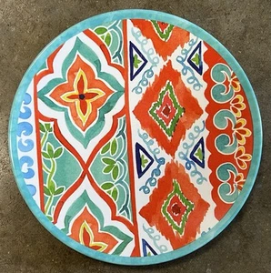 Boho Living Turquoise Orange Medallion MELAMINE Appetizer Plates Set Of 4 - Picture 1 of 1