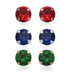 Nuevo con etiquetas Juego de 3 aretes de diamantes simulados de rubí, tanzanita y esmeralda 5,50 quilates con etiquetas - Imagen 1 de 7