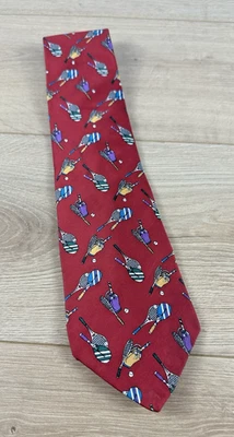 Corbata de tenis roja de seda Preppy de seda vintage de la colección Rooster West End para hombre Foto 1 de 3