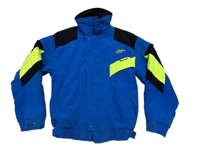 Chaqueta de esquí de colección Roffe para hombre hecha en EE. UU. años 80 neón talla pequeña color azul aislante Foto 1 de 4