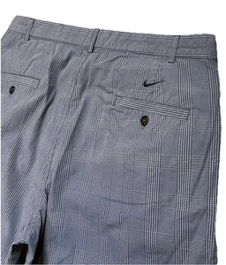 Y2K Nike Golf Blue Plaid Cotton Pleated Shorts Men’s 34 Casual Chino - Picture 1 of 13