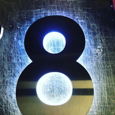 BLACK STEEL LED House Number Brushed Stainless Steel House Made to Order - Image 1 of 4