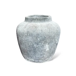 Small Distressed Charcoal Cement Vase - Picture 1 of 4