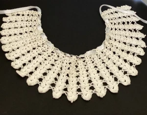 Collar de encaje hecho a mano cinta blanco vintage victoriano cuello de ganchillo. - Imagen 1 de 5