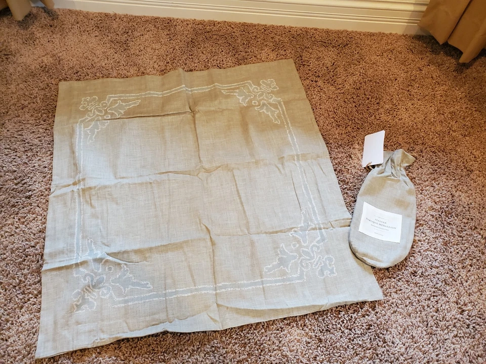 Restauración Hardware Italiano Barroco Medallón EURO Almohada Falsa Duna Plata Salvia Foto 1 de 3