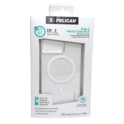 Funda de teléfono transparente Pelican para Apple iPhone 2022 6,7” Pro MagSafe protector de pantalla Foto 1 de 3