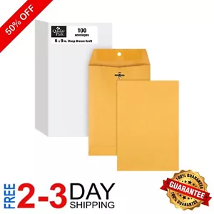 Secure 6x9 Clasp Envelopes with Gummed Flap - Perfect for Organizing Documents - Picture 1 of 9