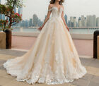 Luxury Wedding Dresses Off the Shoulder Lace Appliques A-line Bridal Gowns Train
