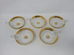 Set 5 Windel- oder Nussschalen böhmisch goldverkrustetes geschliffenes Glas 4 1/4 Zoll - Bild 1 von 19