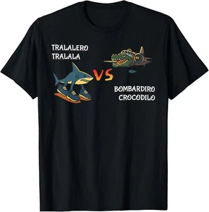 Tralalero Tralala Brainrot Meme Bombardino Crocodilo Italian unisex T-Shirt - Picture 1 of 2
