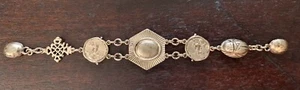 Chico's GoldTone Magnetic Clasp Bracelet Scarab Chariot-Style Egyptian Revival - Picture 1 of 8