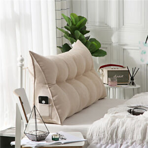 Cushion Twin Queen King Velvet Wedge Backrest Bed Sofa Reading Triangular Pillow