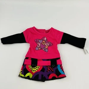 Dollie & Me Doll Dress Star Heart Peace Signs Pink Black 18" Doll Outfit Only - Picture 1 of 3