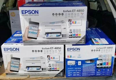 ONE (1) Epson EcoTank ET-4850 Color Inkjet All-In-One SuperTank WirelessPrinter - Image 1 of 2