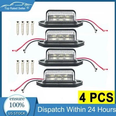 4X White LED License Plate Tag Light Car Truck Trailer Boat Lamp Marker Light US - Image 1 of 4