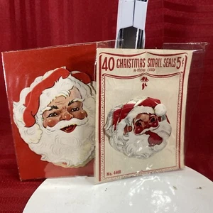 Vintage Santa Claus Christmas Seals Santa A-Meri-Card 2 Packs - Picture 1 of 10