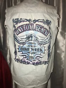 USA BD DAYTONA BEACH 2008 BIKE WEEK Uomo M Cut Off Shirt Gilet Motociclista - Foto 1 di 8