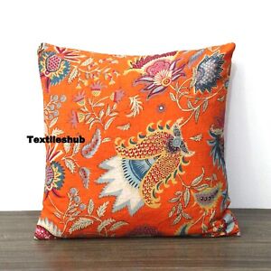 Indian Orange Mukut Square Cotton Cushion Cover Pillowcase Home Decorative Cover