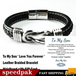 To My Son Armreif Armband Mutter und Sohn für immer verbunden Lederarmreif Geschenk W5Y1 - Bild 1 von 7