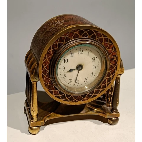 Antique 19th Germany Rosewood-plated brass desk clock  by Erhard & Söhne Cover