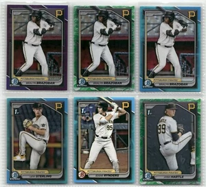 Pittsburgh Pirates 6 Karten Lot 2024 Bowman Draft Chrome Refractor & Sky Blue /499 - Bild 1 von 2