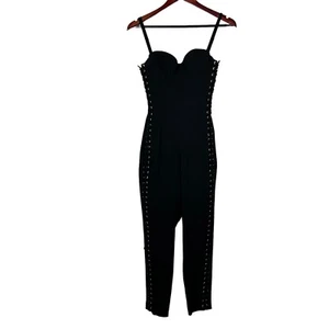 BEBE x NAVEN size 0 black Jumpsuit lace up sides sexy bustier - Picture 1 of 11