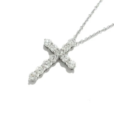 TIFFANY & Co. Platinum .42ct Diamond Cross Pendant Necklace - Image 1 of 4