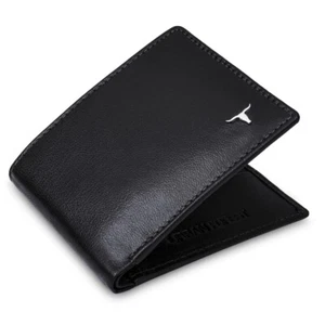 Nueva billetera de cuero negra doble pliegue para hombre protección RFID artículo de regalo - Imagen 1 de 6