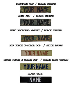 Military Custom Name Tapes - Black Woodland Marpat Ocp Army Air Space Force